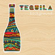 Mexican Background With Fancy Bottles Of Tequila