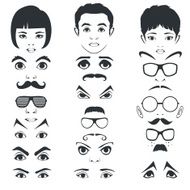 eye mustache lips and hair face parts head character N2