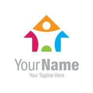 Colorful imaginative home restoration graphic design logo icon