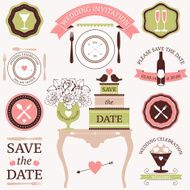 Vector collection of decorative wedding dinner elements N2