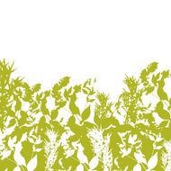 Abstract design with green leaf silhouette on white background Vector