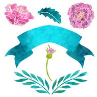 Flowers roses leaves ribbon