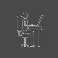 One person working with the computer