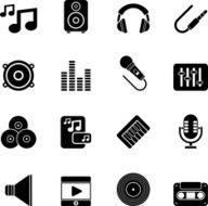 Silhouette Music sound and audio icons