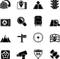 Silhouette Map navigation and Location Icons