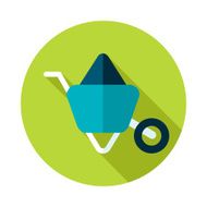 Wheelbarrow carts flat icon with long shadow N2