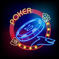 Poker token in neon light