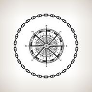 Silhouette compass rose on a light background
