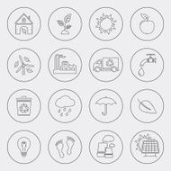 Ecology icons with circle line