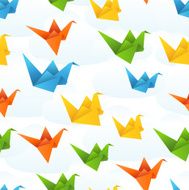 Origami paper birds flight abstract background