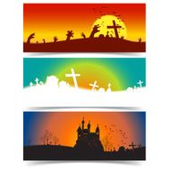 Halloween horizontal banner 3 design Vector holiday background