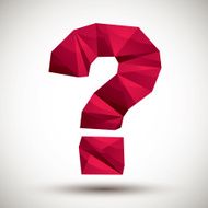 Red question mark geometric icon made in 3d modern style