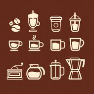 Vector Coffee Tea and Drinks icons set N2