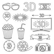 Set of movie design elements and cinema icons N3