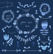Big set of floral graphic design elements N17