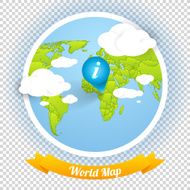 World Vector Map with Marks and Web Elements Template