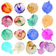 set of watercolor spots by different colors rainbow N2