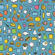 Kitchen tools and meal silhouette icons N2