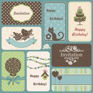 Set of holiday retro cards