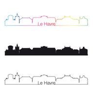 Le Havre skyline linear style with rainbow