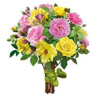 bouquet of pink and yellow roses