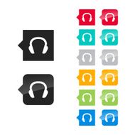 Headphones icon for user interface - flat and glossy