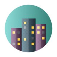 Urban city flat circle icon