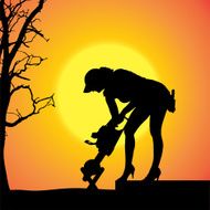 Vector silhouette of a woman N2085