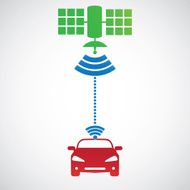 Smart car system with wireless connectivity satellite Connected Car Front view