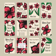 Business cards with doodling flowers in tattoo style