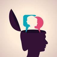 Thinking concept-Human head with male and female face