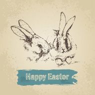 Vintage background with Easter rabbits N2