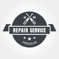 Vintage style car repair service label Vector logo design template