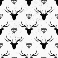 Deer Heads and Diamonds Seamless Pattern