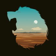 Vector illustration with lion head and double exposure effect N2