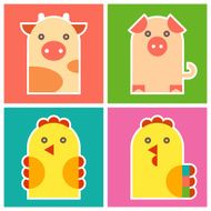 Farm animals - chicken cock pig and cow
