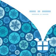 Vector round snowflakes Christmas gift box silhouette pattern frame card N2