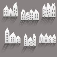 Paper houses with long shadow N2