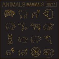 Animals mammals icon set Vector flat style N5