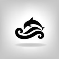 Emblem of a dolphin over the sea N5