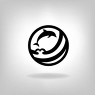 Emblem of a dolphin over the sea N6