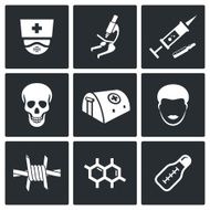 Ebola epidemic icons set