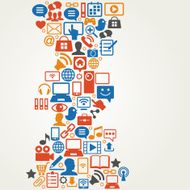social media network background with icons vector N6