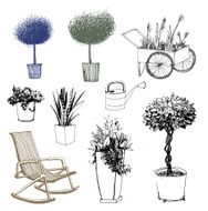 Garden set Furniture and plants Modern &amp; classic style