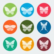 Vector colorful butterflies icons set