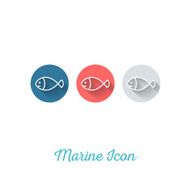 Fish Marine Flat Icon - Webdesign Element with Long Shadow