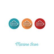 Submarine Marine Flat Icon - Webdesign Element with Long Shadow