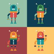 Set of colorful happy hipster robots N2