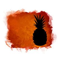 Watercolor paint stain and pineapple N3
