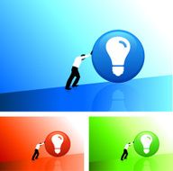 Business man pushing for &amp;quot Big Idea&amp;quot uphill
